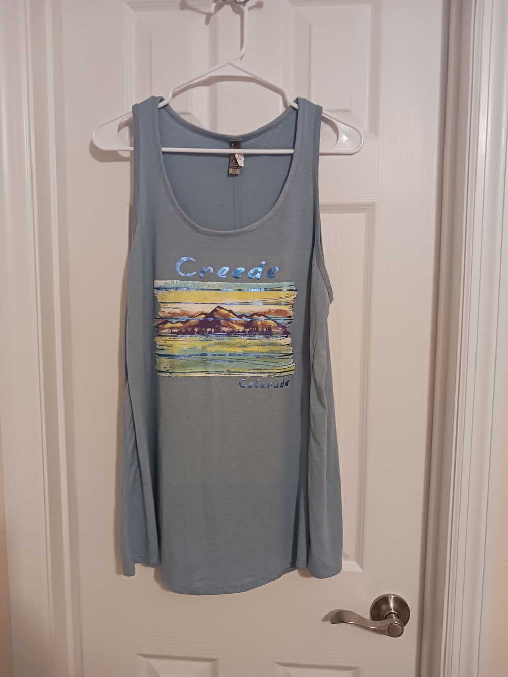Delta Light Blue Creede Colorado Graphic Tank Top Size Xl